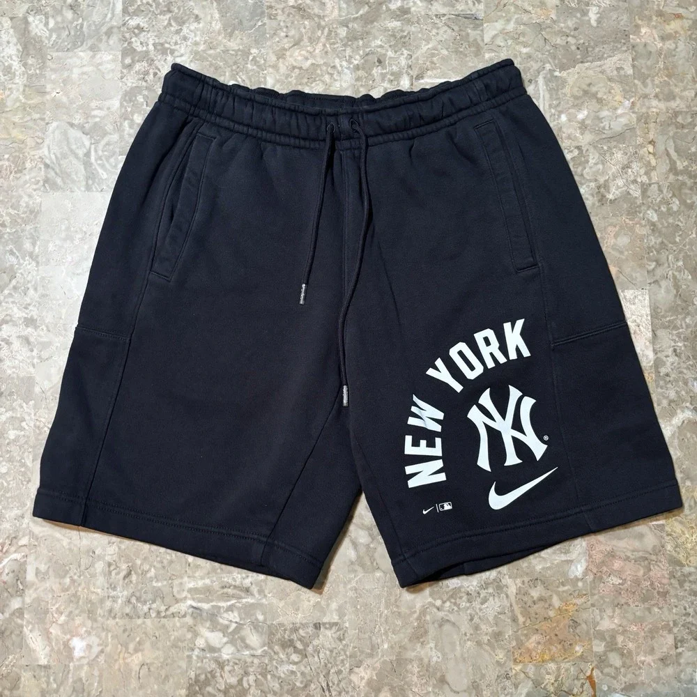 Nike New York Yankees Shorts Mens Small Black Fleece Drawstring MLB